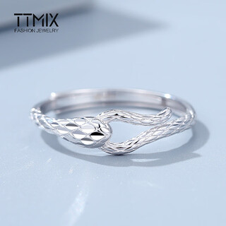 Ttmix spirit snake temperament platinum ring women's pt950 women's fashion zodiac snake live mouth platinum ring 2.5-2.7g