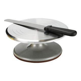 Yixiao aluminum alloy mounting table birthday cake turntable mounting tray rotating mounting stand mounting turntable baking tool set 9-inch aluminum alloy turntable + 8-inch spatula