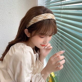 Morning star fabric retro french hairband women's wide-brim pressed hair anti-slip broken hair headband hairpin versatile head accessories khaki stripes