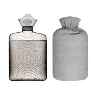 三朴samply三朴热水袋注水透明大号暖水袋热敷肚子灌水暖手袋加厚防爆 年轮烟波灰+送布套（随机颜色）