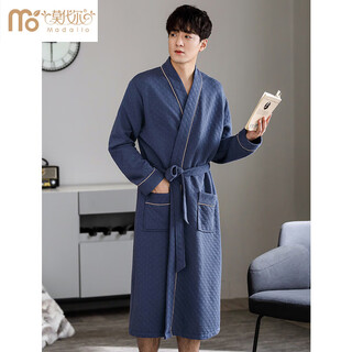 Modal high-end light luxury nightgown men's pajamas spring and autumn thickened cotton long-sleeved autumn and winter quilted bathrobe bathrobe long cotton a208220 hyland xl