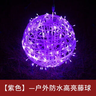 Tierjie led takraw ball lamp outdoor waterproof hanging tree landscape lamp courtyard garden ball lamp christmas street decorative lamp purple 220v high brightness 30 cm