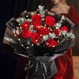 Aili flowers 99 roses for girlfriend, wife, birthday flowers, date flowers, proposal, confession gift, flower shop delivery, 11 red roses bouquet (guaranteed compensation if not fresh)