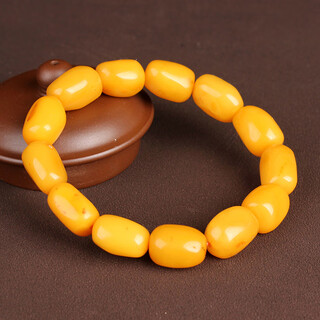 Minol beeswax chicken fat yellow full wax bracelet with a diameter of about 13mn and a weight of 19.50 grams