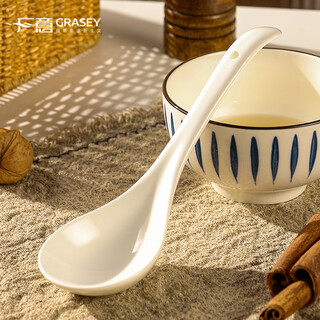 Guangyi japanese ceramic large spoon long handle household ceramic soup spoon large porridge spoon gy8840