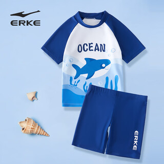 Hongxing erke (erke) children's swimsuit men's split swimming and diving sports beginner equipment cartoon shark blue 120