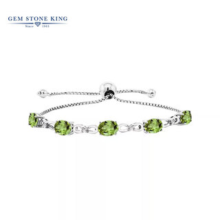 Gem stone king bracelet 925 silver set with 4 carat green peridot niche design colorful gemstone bracelet as a chinese valentine's day gift for your girlfriend