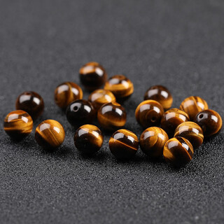 Nianfu natural tiger eye stone loose beads gold blue red yellow cat eye stone loose beads diy bracelet tiger clear stone crystal beads disciple separation beads collection grade yellow tiger eye 16mm/piece