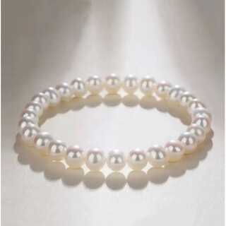 Yumeihe natural freshwater shijia pearl bracelet perfect round flawless pearl bracelet as a mother's day gift for mom white pearl bracelet 7-8mm x 18cm