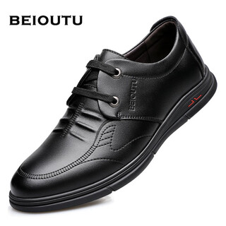 Nordic (beioutu) leather shoes men's business casual leather shoes british lace-up comfortable soft-soled leather shoes 7081 black 40