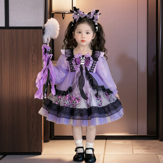 Daniaowang lolita princess dress girls dress autumn and winter 2025 new children's kuromi skirt baby dress skirt single piece kuromi skirt 110 size