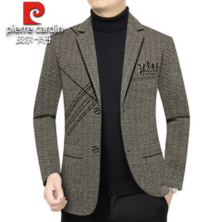 Pierre cardin 2025 autumn and winter high-end woolen suit men's jacket new young and middle-aged business casual slim suit brown xl 180