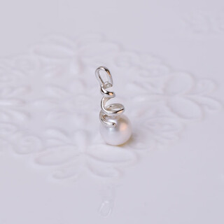 Pearl pendant single without chain pendant natural freshwater pearl necklace simple niche s925 7-8 mm white nearly round beads without chain