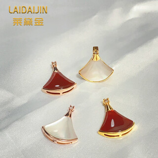 Lai dai gold 18k gold mini skirt pendant au750 color gold rose gold gold clavicle diamond set chain chinese valentine's day gift 18k gold gold color (single pendant) 16mm red agate