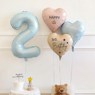 Happy birthday birthday party digital balloon scene layout large photo props for boys, girls and children one year old retro blue love combination-number 2