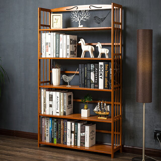 木马人多层简易书架落地层架置物架储物柜子收纳架展示柜书房书柜办公架 经典款 5层90cm