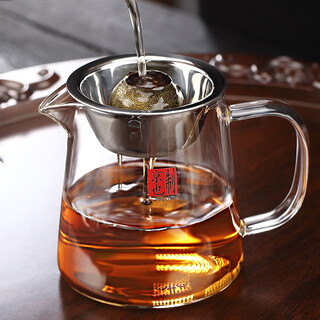 Jiutang thickened glass fair cup high-end kung fu tea set accessories small green mandarin tea leak filter integrated tea divider size kyoya large straight male cup + card net 450ml
