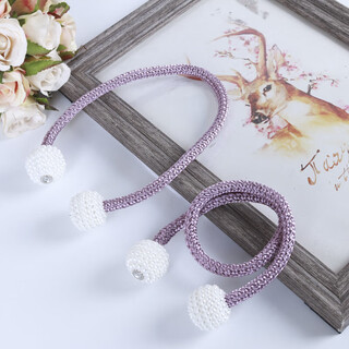 Curtain straps, one pair, curtain ropes, curtain buckles, bed curtain storage ropes, magnetic pearls, no need to punch holes, curtain straps - light purple, 1 pair, 2 pieces, no specifications