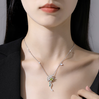 Peso bird natural colored treasure 925 silver peridot colored treasure necklace fan necklace original design colored treasure chain 925