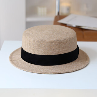 Jolisac autumn printed fashionable small brim japanese temperament wool flat top hat flat brim british retro woolen hat women's autumn and winter fashion camel with black belt adjustable