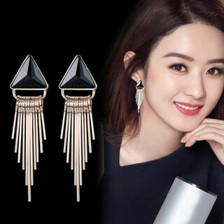 Danbi tassel earrings, long earrings for women, new trendy and stylish gift, simple and elegant, small earrings, birthday gift, modern tassel earrings (black)