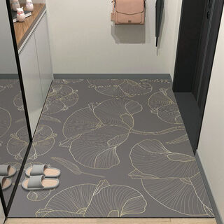 Beiyan entrance floor mat, entrance door mat, door mat, cuttable entrance floor mat, entrance door, water-absorbent non-slip carpet, flower blooming wealth - gray 120cm*180cm