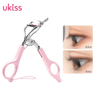 Ukiss eyelash curler 2024 new tooth comb portable curling long-lasting partial eyelashes eyelash styling frameless sunflower wide-angle eyelash curler (pink) 1