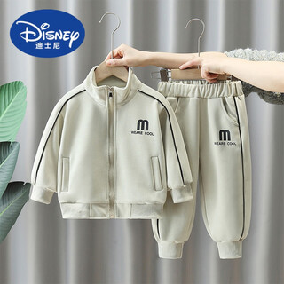 Disney (disney) children's clothing boys' sports suit spring and autumn 2024 new children's casual two-piece set baby boy autumn fashionable clothes beige 120 cm