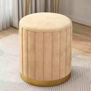 Huilide dressing stool nordic bedroom modern simple girls dressing stool internet celebrity round stool chair makeup advanced upgraded thickened material export quality light yellow