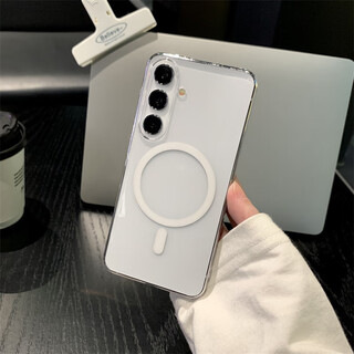 Yuning is suitable for samsung s24 magnetic high-transparency mobile phone case s24/s23u premium gray all-inclusive hard shell galaxy s24ultra ultra-thin non-yellowing s23+ high-end protective cover ultra-thin high-transparency large hole transparent magnetic wireless charging-non-yellowing samsung galaxy s24+