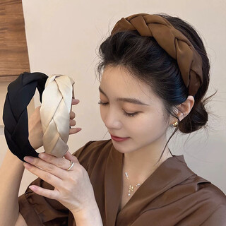 Feihua headband for women, high-end, wide-brimmed headband for going out, forged braid, high skull headband, face-showing small spring hair accessory, black 1 piece