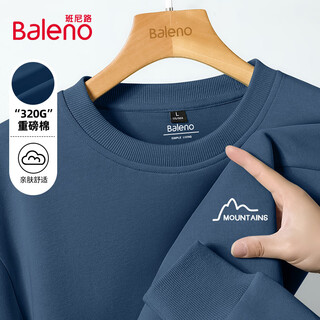 Baleno round neck sweatshirt men's 320g heavyweight simple versatile spring and autumn long-sleeved top loose large size couple coat