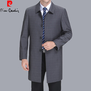 Мужская ветровка pierre cardin средней длины, весенне-осенний мужской костюм для папы среднего и пожилого возраста. Воротник больших размеров, верхняя куртка с лацканами, серая клетка 200, размер 5xl
