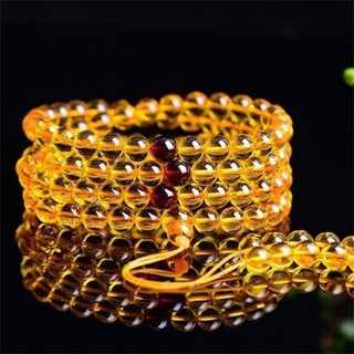 Brahma-made sea amber beeswax pendant, natural gold amber buddha beads 108 bracelets, amber pendant, sweater chain for men and women, extra small gold amber 6mm, 108 pieces