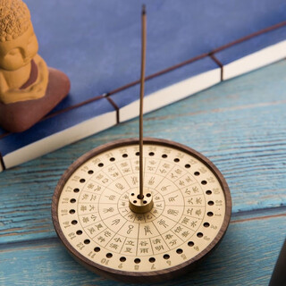 Twenty-four solar terms incense stick porous incense holder for home indoor study copper wooden incense holder sundial incense burner tea ceremony single incense stick twenty-four solar terms free 1 tube of floral incense no specifications