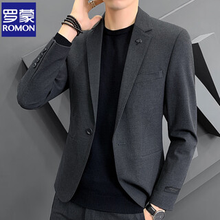 Romon suit suit men's spring and autumn new professional formal top wedding dress business casual formal suit jacket dark gray top (single suit) xl (126-135jin jin equals 0.5 kg)