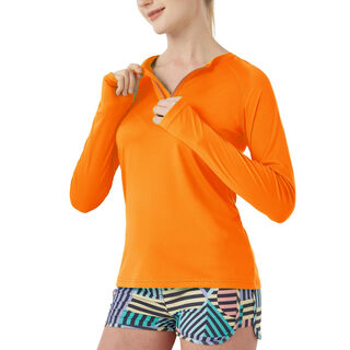 Sg edge women's outdoor sunscreen quick-drying long sleeve top upf50+ sports style orange large