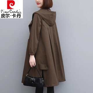 Pierre cardin windbreaker jacket women's mid-length 2025 spring and autumn new large size loose middle-aged mother small coat jacket picture color 3xl recommendation 140-155jin jin equals 0.5 kg