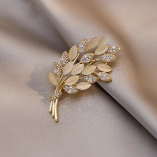 Core luxury wheat ear high-end brooch women's niche design high-end anti-exposure corsage pin buckle light luxury clothing accessories brooch + gift box packaging