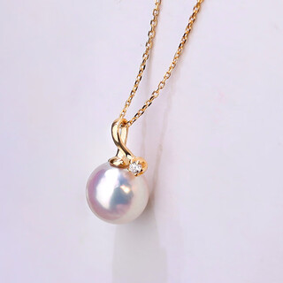 Dr graffcarny natural japanese akoya freshwater pearl pendant 18k flower bead goddess necklace clavicle chain gift 18k diamond goddess grade 7.5-8mm