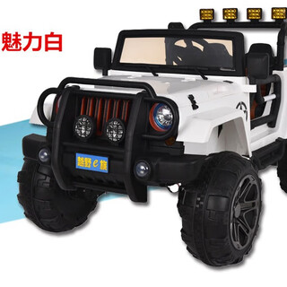 Wenxier wrangler children's electric vehicle off-road vehicle can seat four-wheeled baby toy car two-seater children's remote control car white + luminous wheels