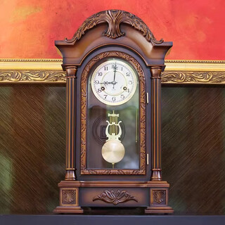 Honghe new chinese retro living room pendulum clock solid wood european mechanical table clock antique spring winding american mechanical desk clock 003 clock (arab/roman)