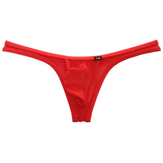 G-station tm sexy men's thong clear skin ultra-thin silky sexy super tight small size low waist underwear red (small size) xl