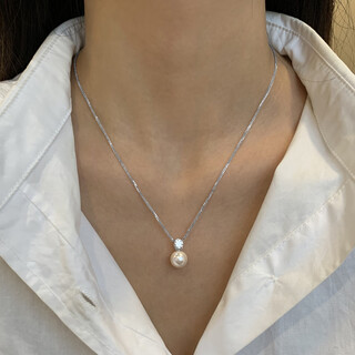 Fat donglai's same tahitian black pearl pendant s925 silver zhenduo hemp gray princess diana pearl necklace for women black single silver necklace pearl white total length about 46.5cm