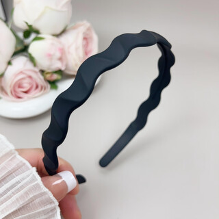 Tboml headband for women, simple and versatile, temperament-pressed hairpin, wavy scrub face mask, non-slip headband, unisex hair accessory, simple wavy hairband-black