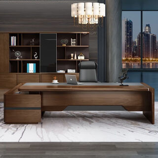 Solid wood leather boss desk president desk simple modern atmosphere boss painted executive desk office boss desk 1.6 meter table without edge cabinet