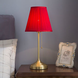 曜添北欧卧室小台灯床头书房LED灯创意简约现代温馨浪漫婚房线灯 喜庆富贵红款 拉线开关+7瓦LED暖光