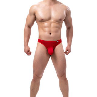 Fearless captain trendy men's low waist sexy elastic tight sports thin t pants youth large size u protruding big bag thong red 1 pair l