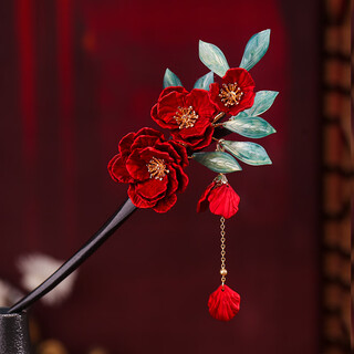 Dyn bride xiuhe clothing headdress wedding dragon and phoenix gown hairpin headdress 2024 new new chinese style red ancient style hairpin red sandalwood hairpin