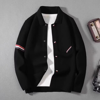 Kuraishi kazuki kuraishi kazuki trendy brand classic three-stripe jacket cardigan coat men's autumn new versatile couple sweater black 2xl